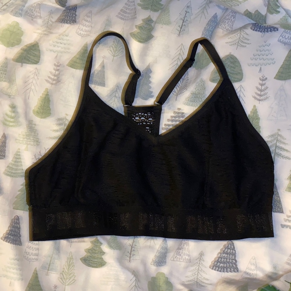 Victoria’s Secret Pink Sport juniors Black racer back wire free bra size small